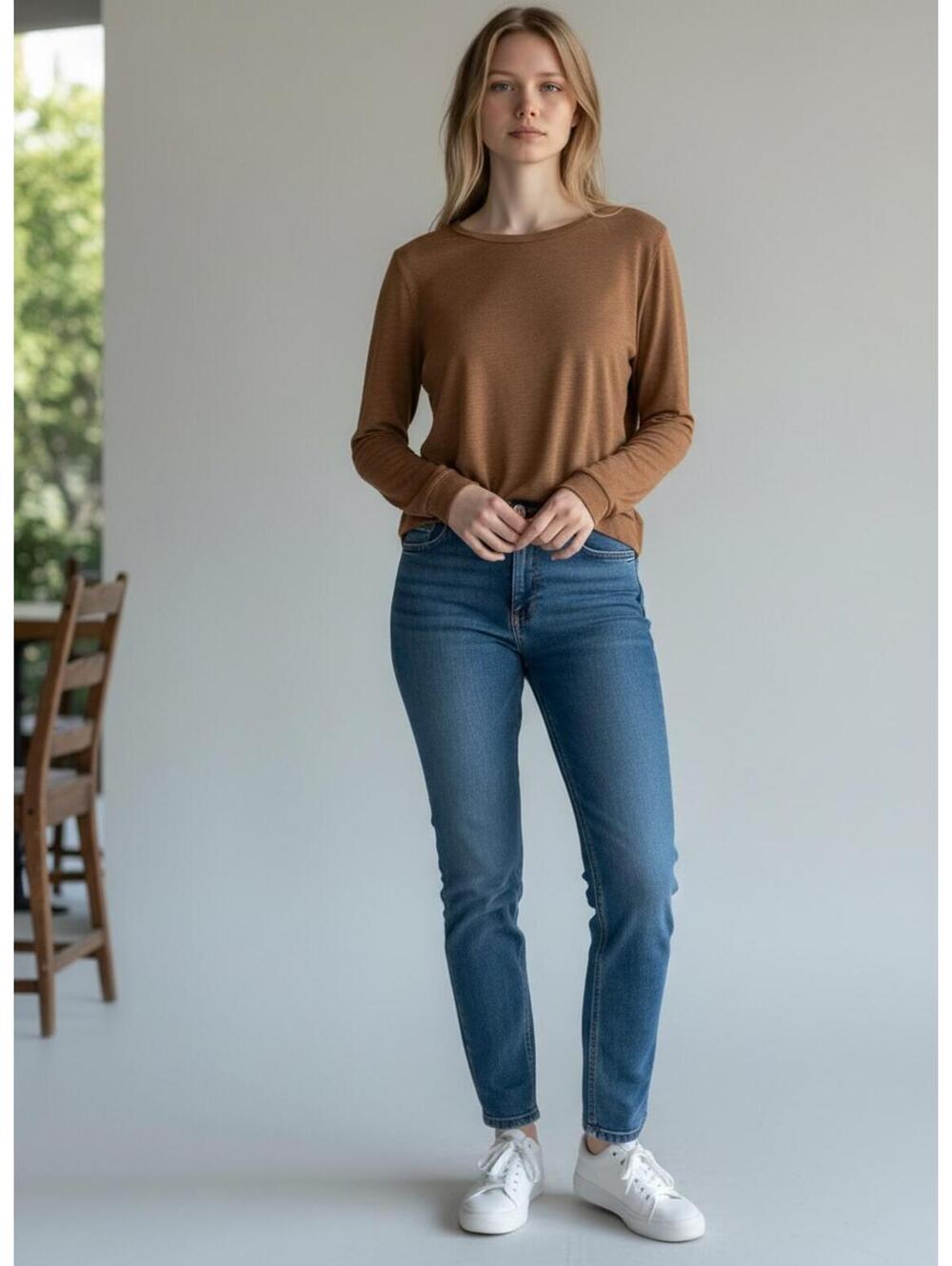 Madewell Camel Lightweight Knit Long Sleeve Top Women’s Size XL